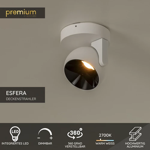 Lucide ESFERA - Deckenstrahler - LED Dim. - 1x11W 2700K - Weiß | Premium - USP